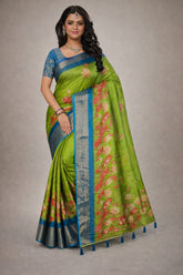 A graceful ethnic saree featuring a rich woven