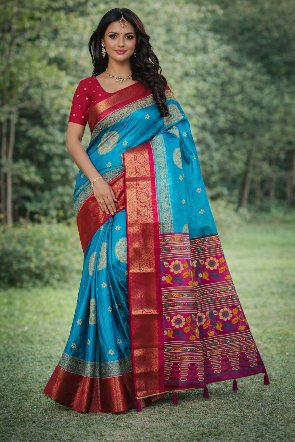 AN EXCELLENT ethnic saree featuring a rich woven