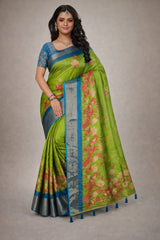 A graceful ethnic saree featuring a rich woven