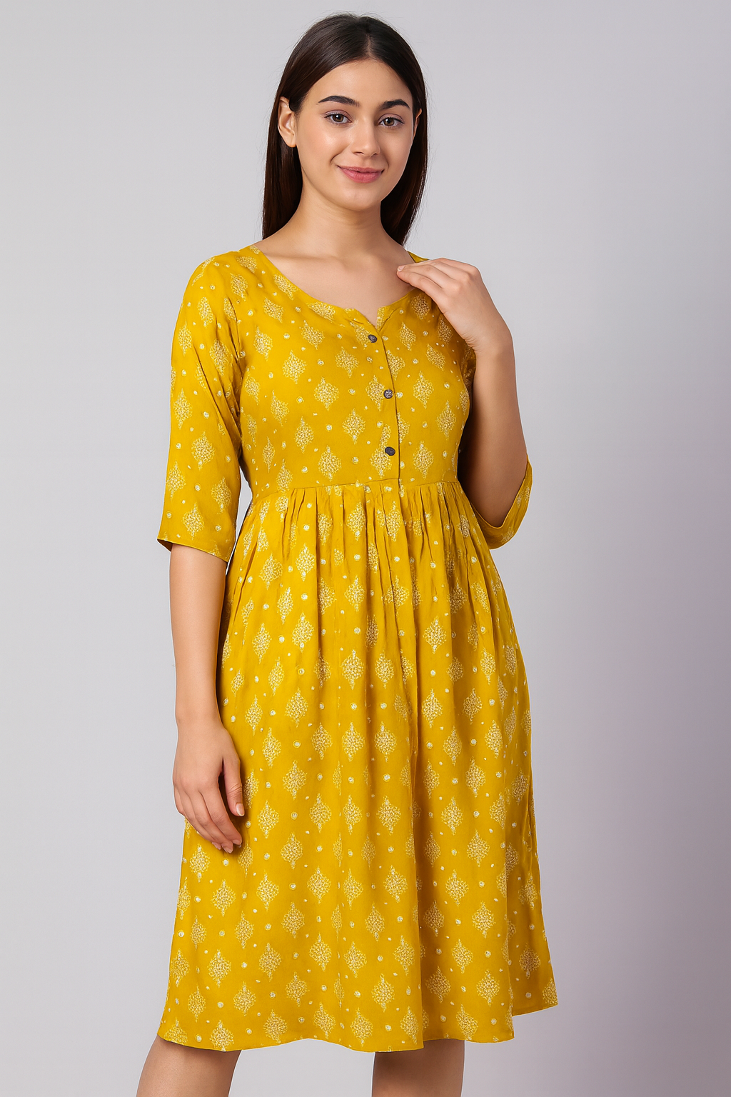 Rayon dots flower kurti