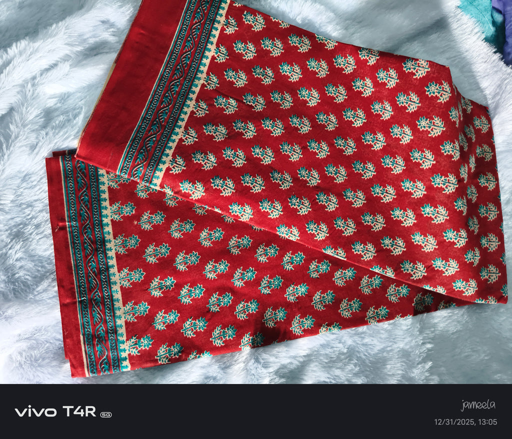 Handblock Style Cotton Fabric – Sarees