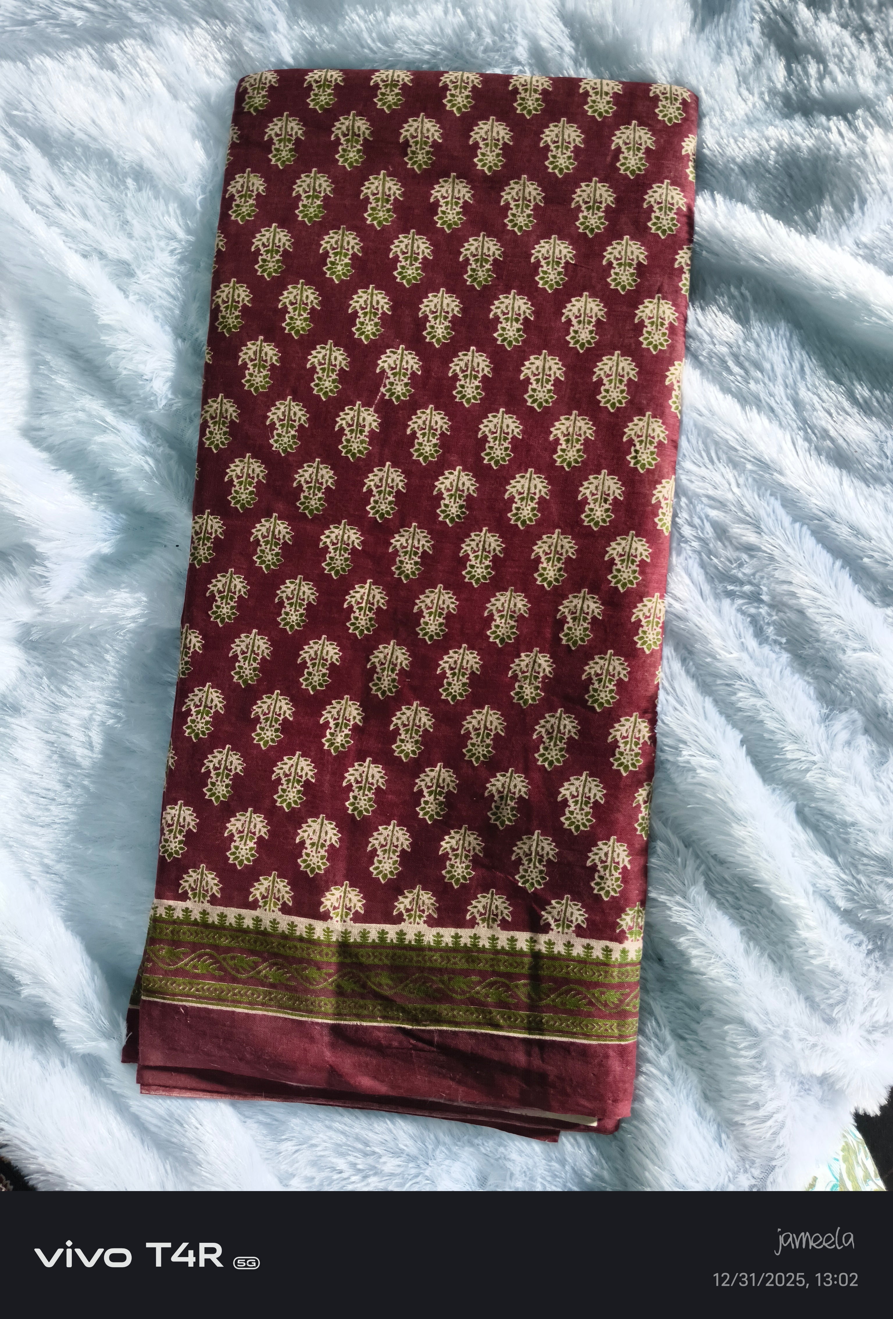 Handblock Style Cotton Fabric – Sarees