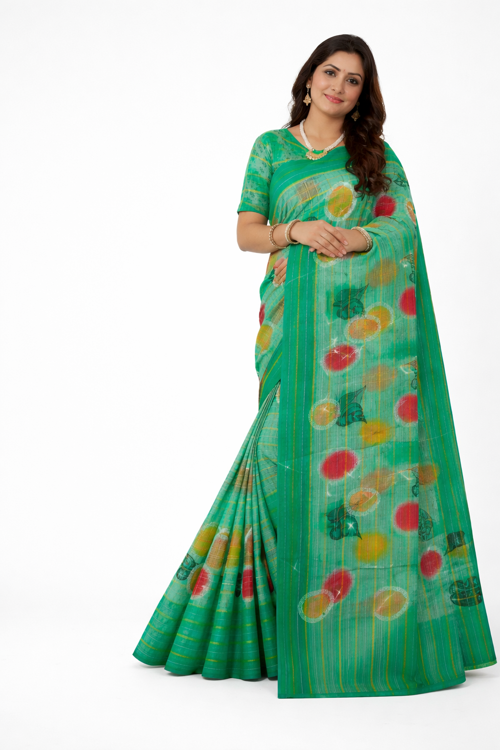 Green charming party wear saree