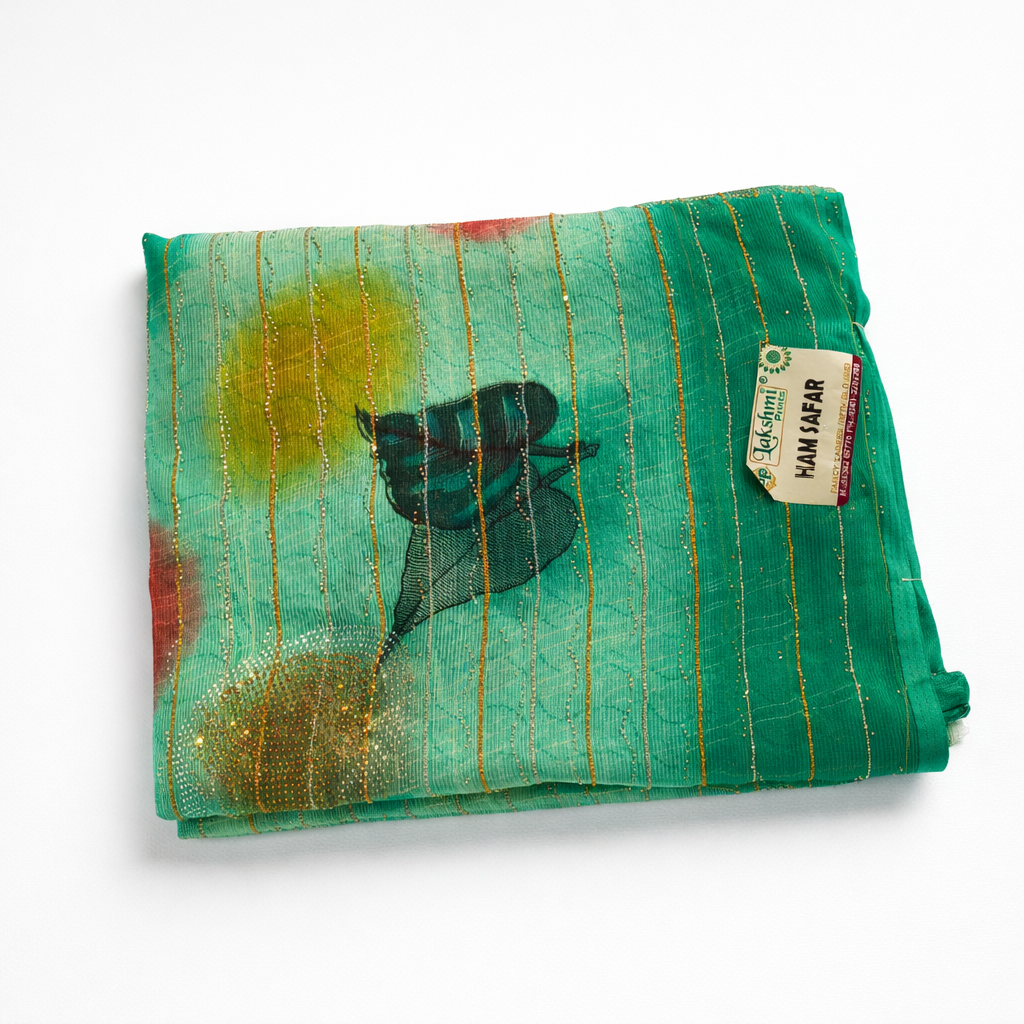 Green charming party wear saree