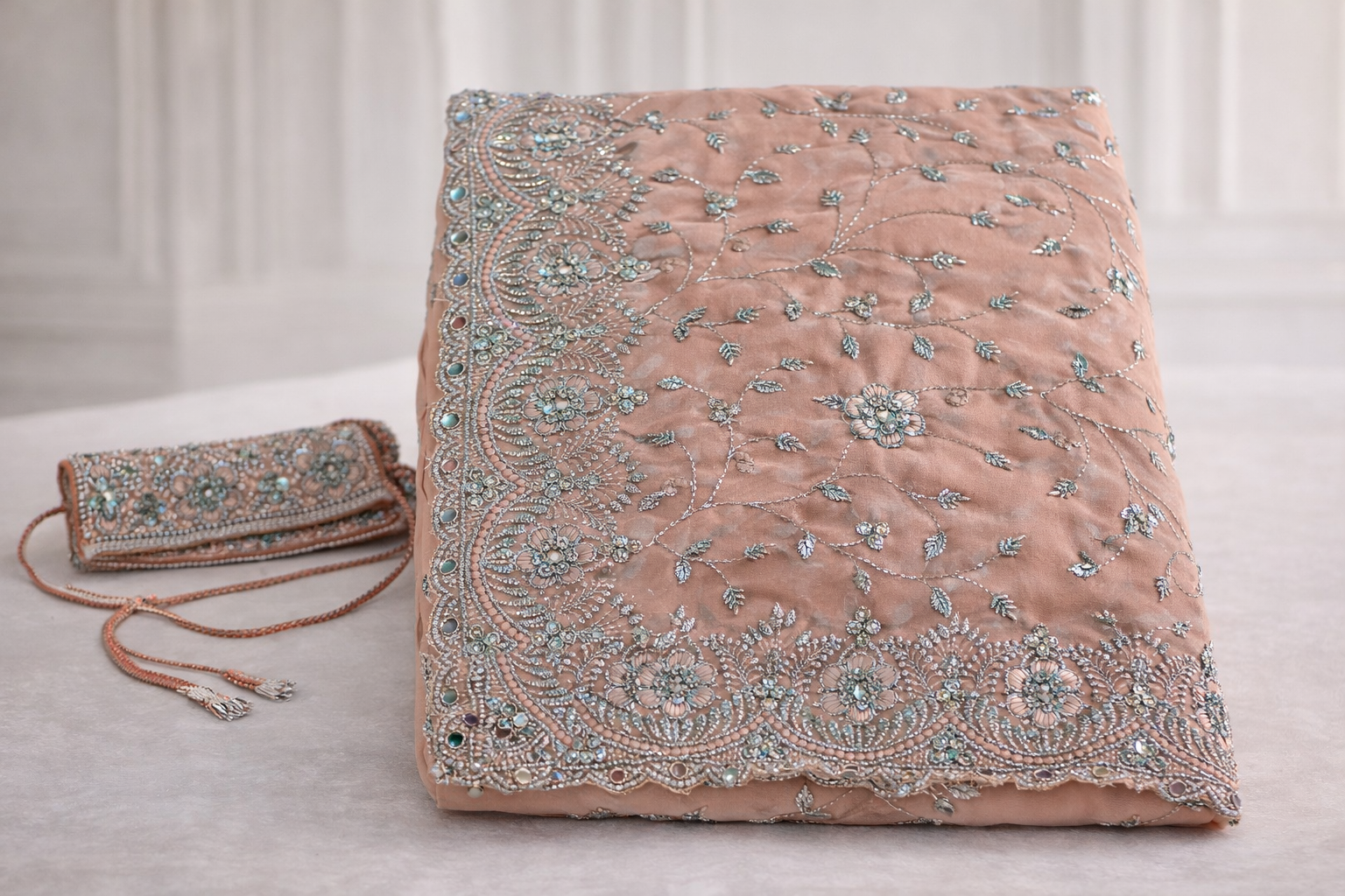 Sliver Embroidery georgette saree