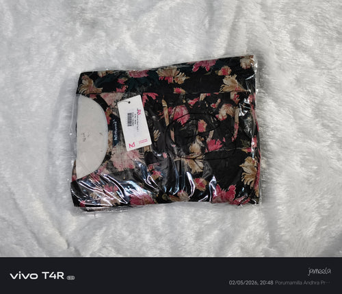 Elegant Black Floral Lace-Up Dress