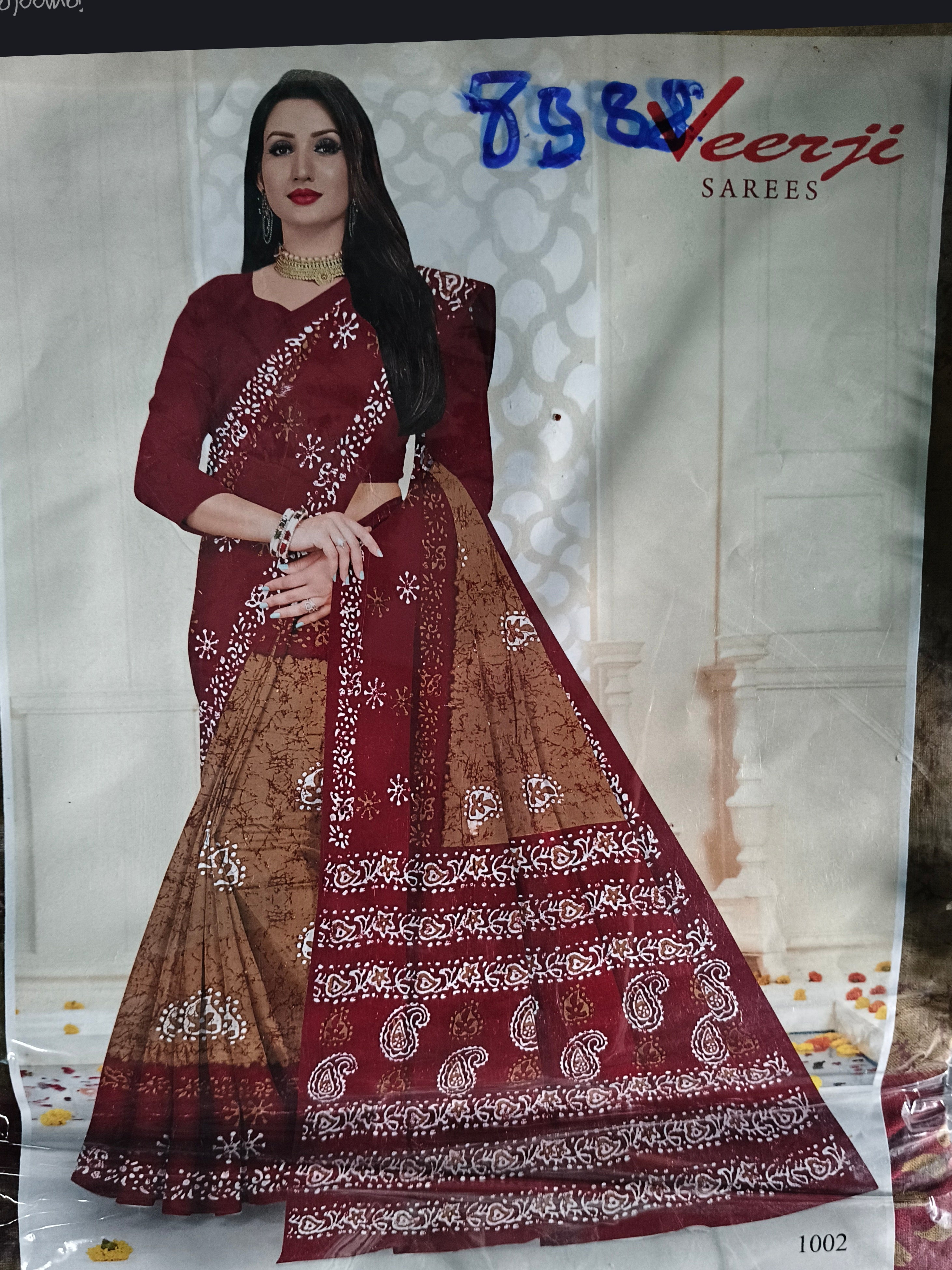 Bandhani Print pure cotton Saree –in  Dual Tone